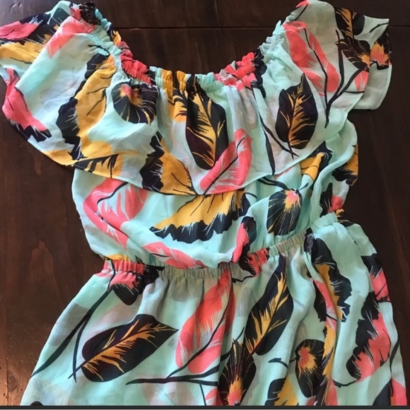 Tropical Off-Shoulder Dress - Picture 1 of 8